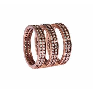 Nialaya Gold 925 Silver Clear CZ Pink Women's Ring